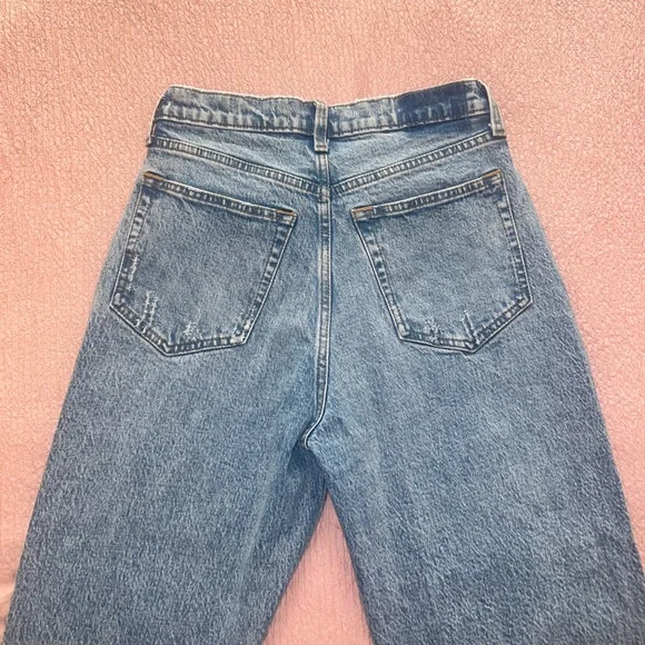 Abercrombie & Fitch High Rise The Dad Straight Leg Blue Jeans, Size 27 - Picture 2 of 4